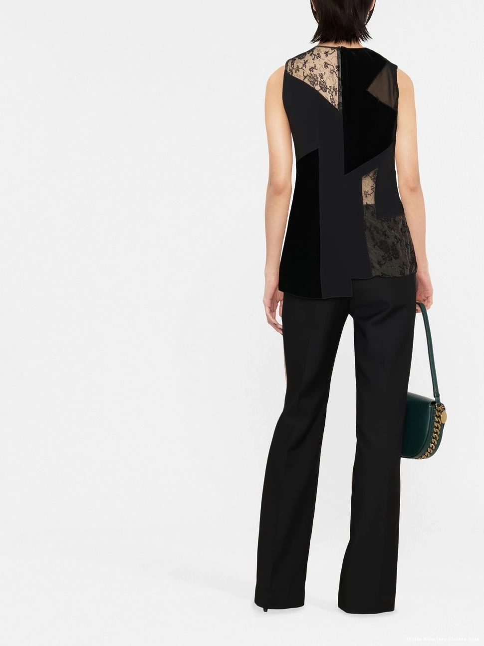 Affordable Stella lace-detail velvet Women top patchwork McCartney 0811